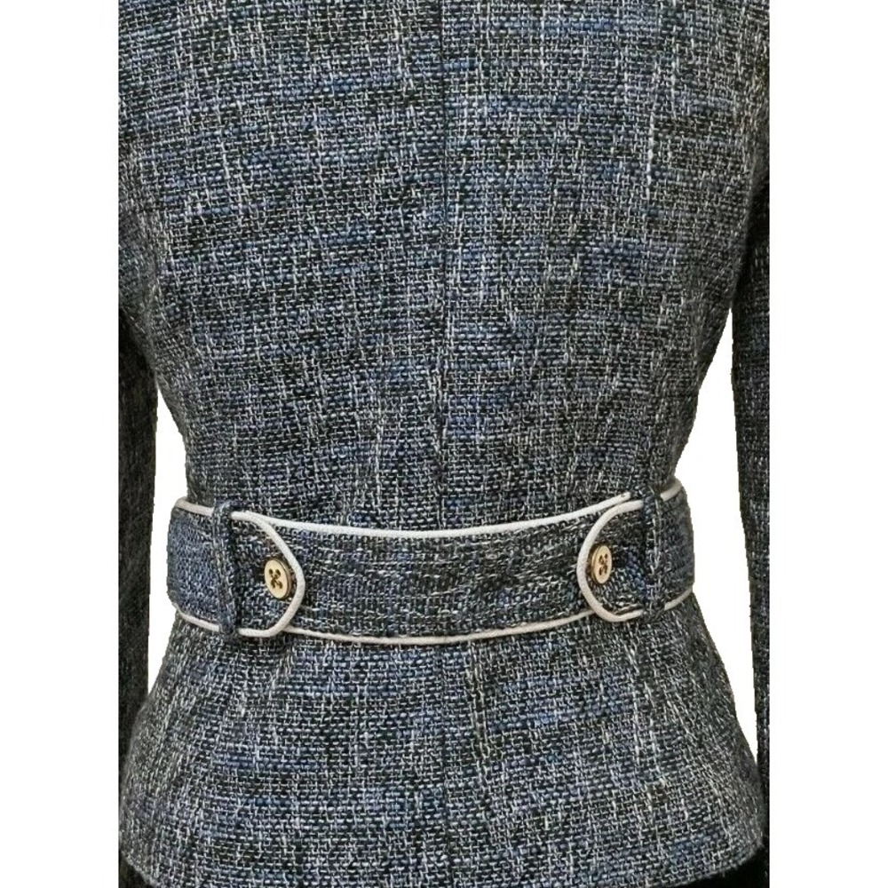 Vintage Cache Womens Multi Pocket Jacket Size 6 Blue Metallic Woven Tweed Blend - Picture 10 of 13